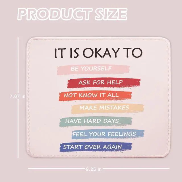 Alt view image 6 of 7 - Mouse Pad for Desk with Stitched Edge, Premium Cute Washable Mouse Pads. Computer Mousepad with Non-Slip Rubber Base, Mousepads for Laptop, 9.25x7.75x0.12 inch (It's OK)
