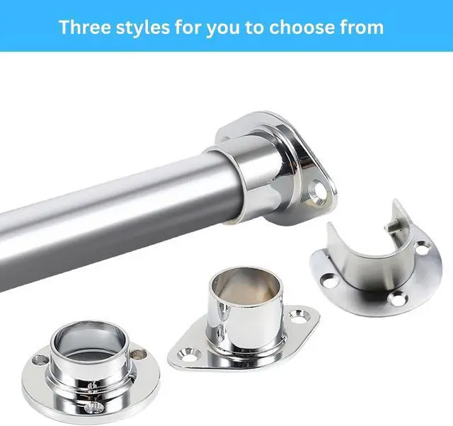 Alt view image 6 of 6 - Stainless Steel Closet Rod Support - 3 Styles of Fixed Seat Flange - 1 Inch Diameter - Heavy-Duty Bracket - End Support Piece for Closet Rods with Screws (Round Base)