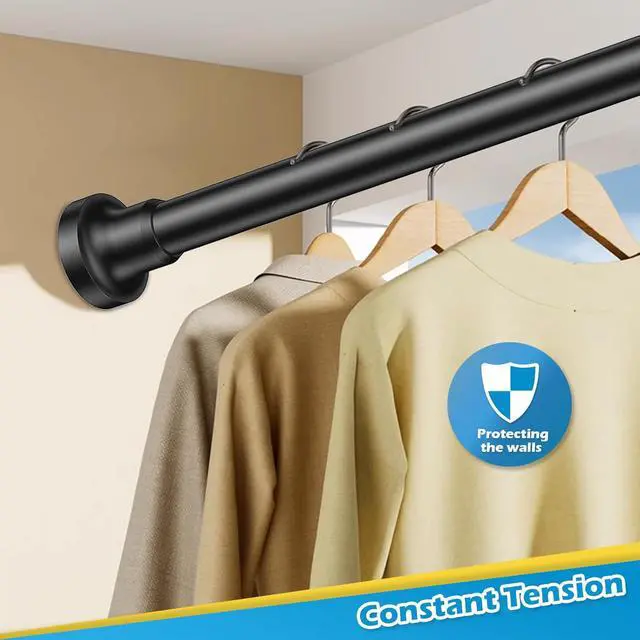 Alt view image 5 of 7 - Short Tension Rod 18 to 28 Inch Small Spring Tension Rod No Drilling Adjustable Black Curtain Rod for Windows, Closet, Doorway, Door