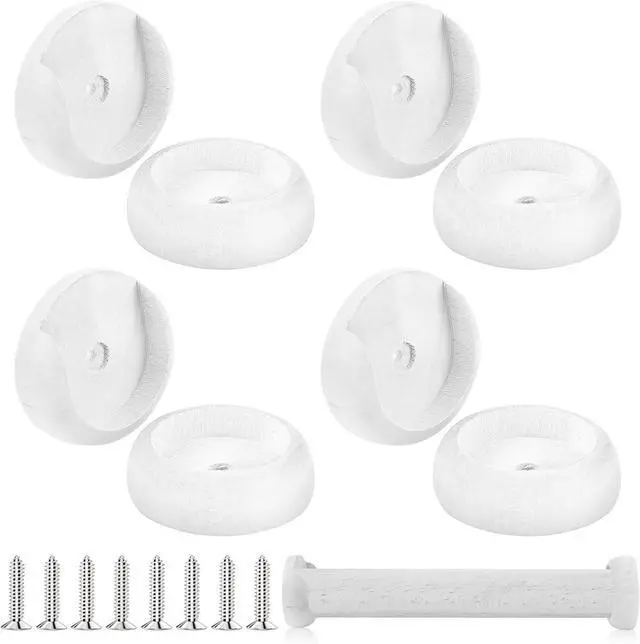 Main image of Yookeer 4 Pack Wood Closet Rod Socket 1-3/8" Pole Holders,white | Wall Mount Brackets for Hanging Poles, Curtain Rods, Includes Screws, Wardrobe Hallway Bathroom Use, Wooden Finish