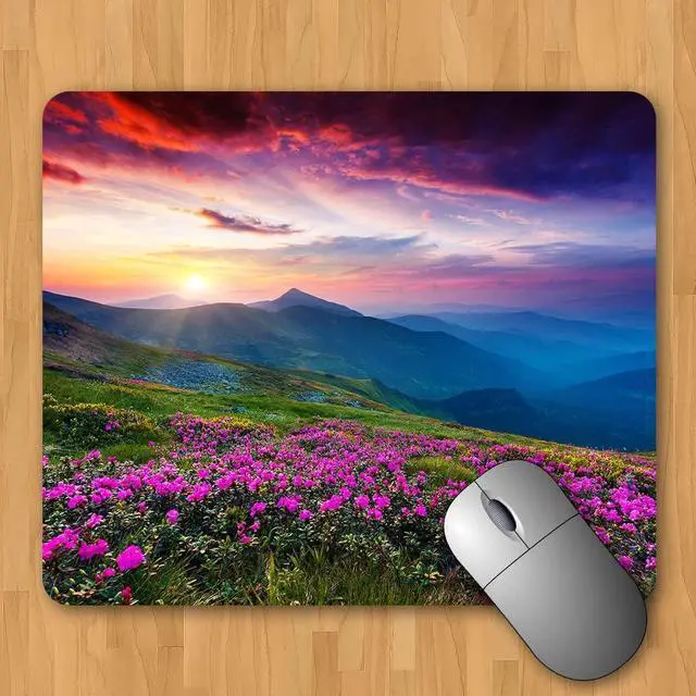 Alt view image 2 of 3 - Nature Purple Flowers Meadow Mountain Scenic Large Mousepad Mouse Pad Great Gift Idea