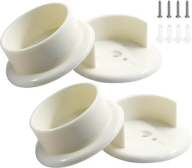 Alt view image 6 of 7 - 2 Sets Plastic Closet Pole Sockets, 1-3/8" U-Shaped Rod Holders | Universal, for Wardrobe, Curtain, Heavy Duty Rod Support Brackets, White