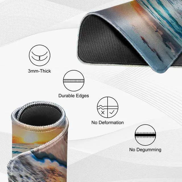 Alt view image 3 of 7 - JIKIOU Mouse Pad with Stitched Edge, Portable Size-10.2x8.3in Beach | Anti-Fray, Comfortable Smooth Lycra Surface, Non-Slip Rubber Base, Machine Washable Fade-resistant, Compatible with All Mice