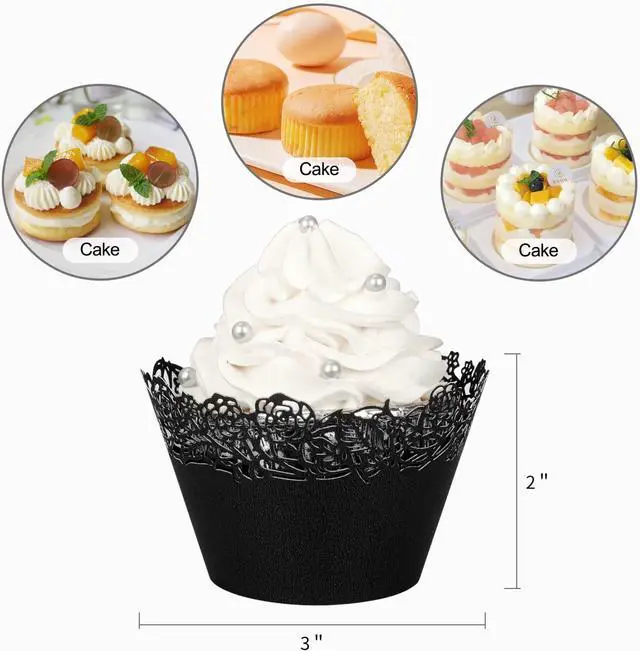 Alt view image 2 of 7 - Cupcake Wrappers Pack of 50 Blue Filigree Artistic Bake Cake Paper Cups Little Vine Lace Laser Cut Liner Baking Cup Muffin Case Trays for Wedding Party Birthday Decoration -By KEIVA