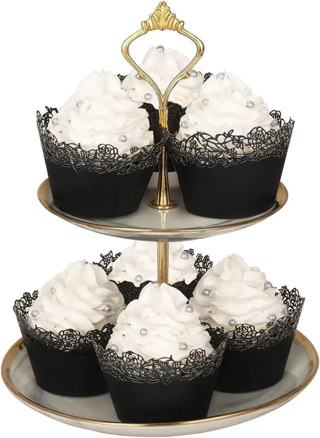 Alt view image 6 of 7 - Cupcake Wrappers Pack of 50 Blue Filigree Artistic Bake Cake Paper Cups Little Vine Lace Laser Cut Liner Baking Cup Muffin Case Trays for Wedding Party Birthday Decoration -By KEIVA