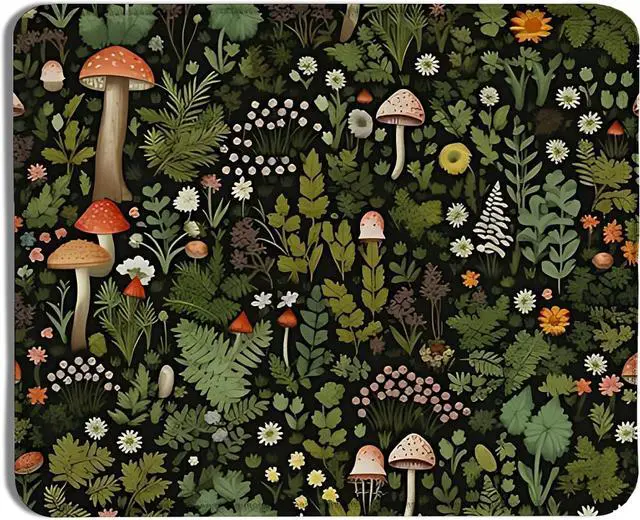 Main image of Vintage Floral Mushroom Mouse Pad, Dark Cottagecore Botanical Mouse Pads for Wireless Mouse Computers Laptop Desk Accessories, Witchy Mouse Pad, Floral Mouse Pad, Plant Mouse Pad, 9.5x7.9 Inch