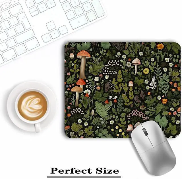 Alt view image 3 of 6 - Vintage Floral Mushroom Mouse Pad, Dark Cottagecore Botanical Mouse Pads for Wireless Mouse Computers Laptop Desk Accessories, Witchy Mouse Pad, Floral Mouse Pad, Plant Mouse Pad, 9.5x7.9 Inch