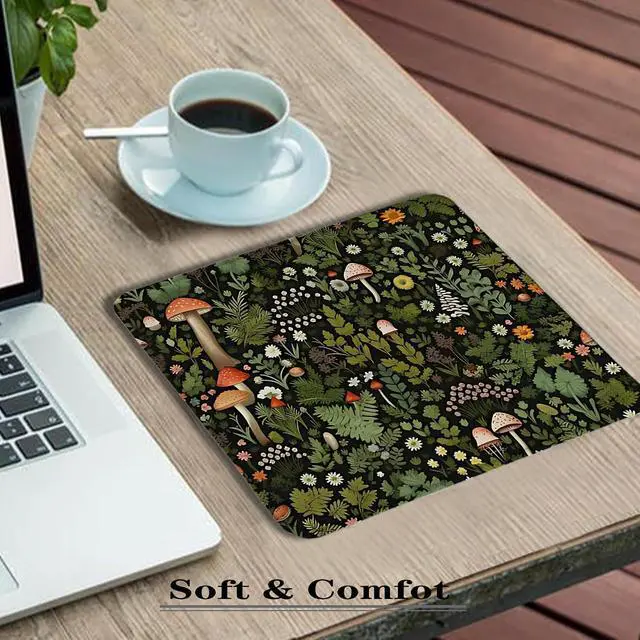 Alt view image 5 of 6 - Vintage Floral Mushroom Mouse Pad, Dark Cottagecore Botanical Mouse Pads for Wireless Mouse Computers Laptop Desk Accessories, Witchy Mouse Pad, Floral Mouse Pad, Plant Mouse Pad, 9.5x7.9 Inch