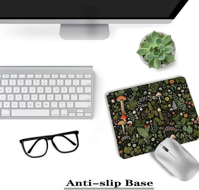 Alt view image 6 of 6 - Vintage Floral Mushroom Mouse Pad, Dark Cottagecore Botanical Mouse Pads for Wireless Mouse Computers Laptop Desk Accessories, Witchy Mouse Pad, Floral Mouse Pad, Plant Mouse Pad, 9.5x7.9 Inch