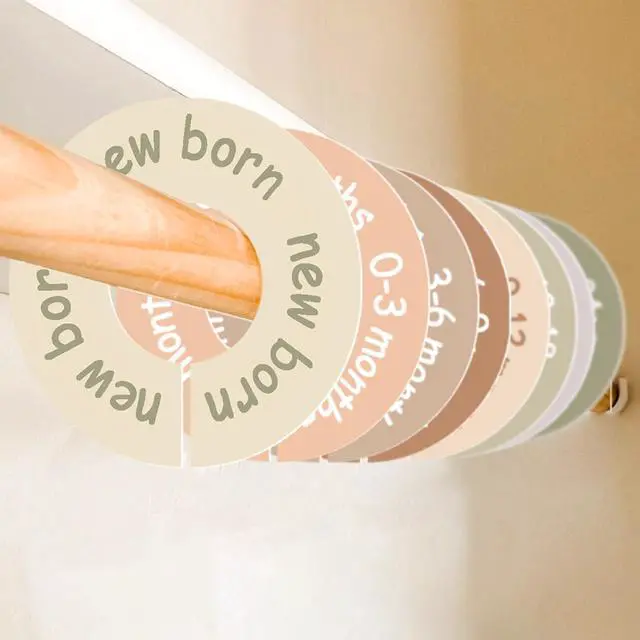 Alt view image 3 of 7 - cephira Baby Closet Dividers for Clothes Earth Tone Round Baby Clothes Dividers for Closet Rod, Nursery Closet Organizer & Decor, Clear Labels for Easy Sorting, Fits Most Rods