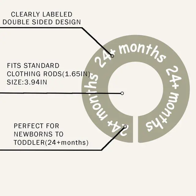 Alt view image 4 of 7 - cephira Baby Closet Dividers for Clothes Earth Tone Round Baby Clothes Dividers for Closet Rod, Nursery Closet Organizer & Decor, Clear Labels for Easy Sorting, Fits Most Rods