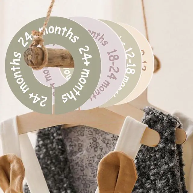 Alt view image 7 of 7 - cephira Baby Closet Dividers for Clothes Earth Tone Round Baby Clothes Dividers for Closet Rod, Nursery Closet Organizer & Decor, Clear Labels for Easy Sorting, Fits Most Rods