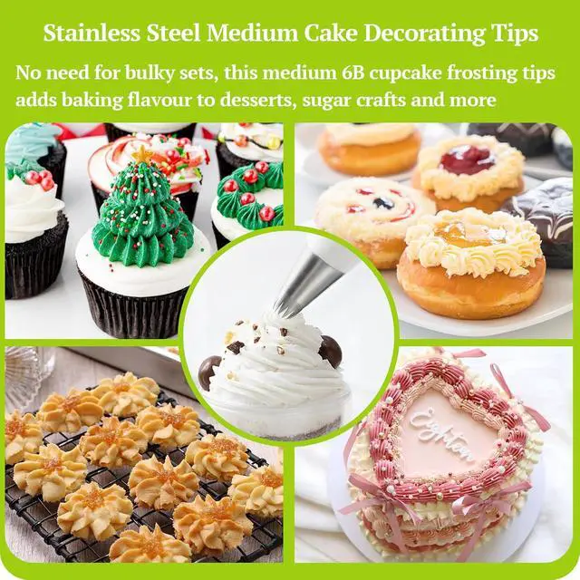 Alt view image 3 of 6 - Suuker 6B Piping Tips Set, 5-Piece Open Star Cake Decorating Tips | 5 Medium 6B Open Star Tips for Swirls, Stars, Shells on Cakes, Cupcakes and Cookies