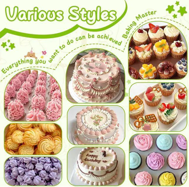 Alt view image 4 of 6 - Suuker 6B Piping Tips Set, 5-Piece Open Star Cake Decorating Tips | 5 Medium 6B Open Star Tips for Swirls, Stars, Shells on Cakes, Cupcakes and Cookies