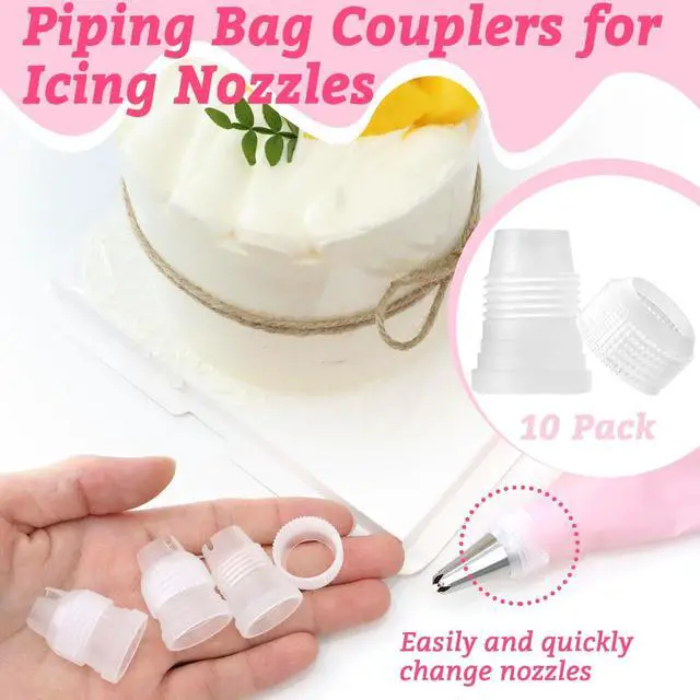 Alt view image 2 of 7 - 10 Pack Piping Bag Couplers for Icing Nozzles, Small Couplers for Piping Bags, Transparent