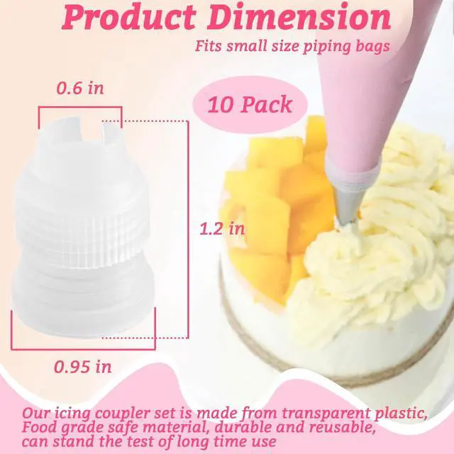 Alt view image 3 of 7 - 10 Pack Piping Bag Couplers for Icing Nozzles, Small Couplers for Piping Bags, Transparent