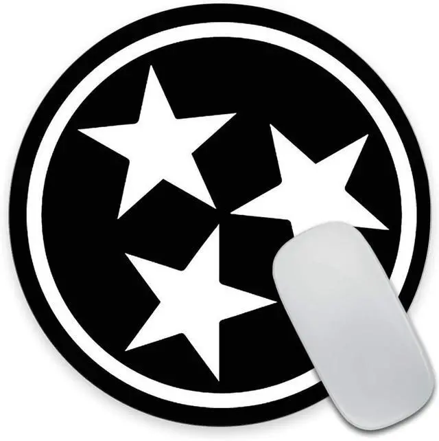 Main image of Office Round Mouse Pad Custom,Tennessee Flag Isolated Volunteers Black Tri-Star Personality Desings Gaming Mouse Pad 7.9 x 7.9 x 0.12 Inch