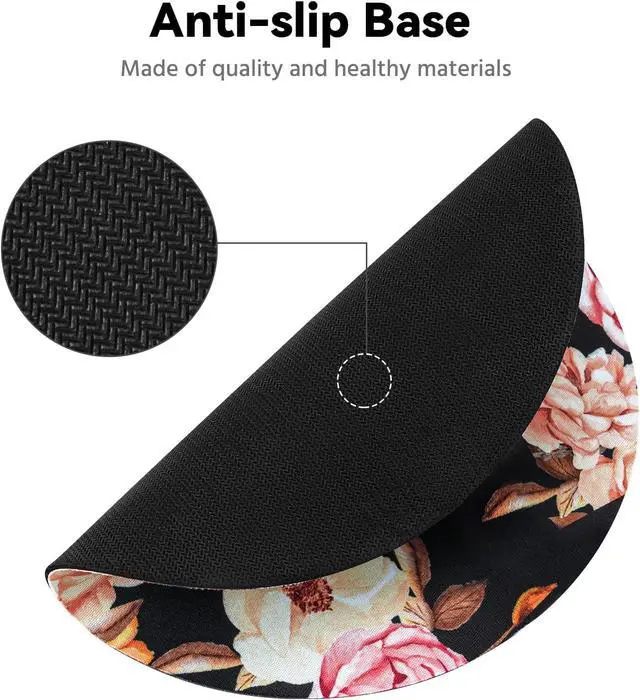 Alt view image 6 of 7 - MOSISO 3 Pack Round Mouse Pad, 7.87 inch Peony Comfortable Mousepads, Black | Non-Slip Base, Washable Mousepads with Neoprene Cloth, Mouse Pads for Computers Laptop
