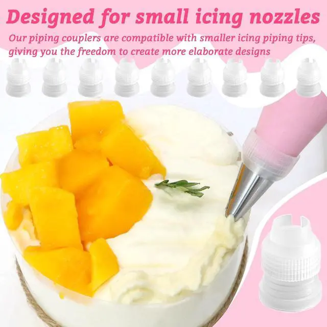 Alt view image 5 of 7 - 10 Pack Piping Bag Couplers for Icing Nozzles, Small Couplers for Piping Bags, Transparent