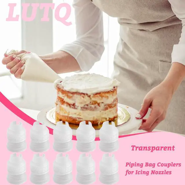 Alt view image 7 of 7 - 10 Pack Piping Bag Couplers for Icing Nozzles, Small Couplers for Piping Bags, Transparent