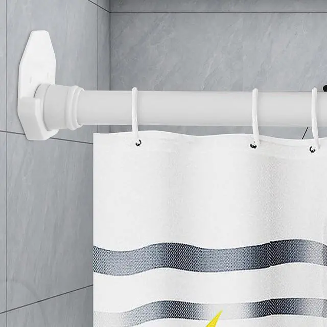 Alt view image 5 of 7 - Shower Rod Holders Adhesive Tension Curtain Brackets Stick on Pole End Caps Screw in Bar Hanging Supports for Wall Mounted in Bathroom Closet, U Shaped White Cups Plates Rod Protectors