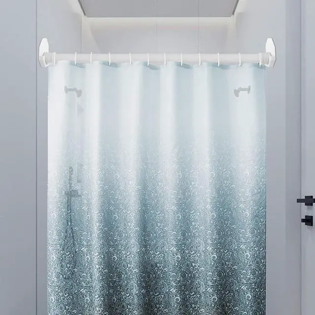 Alt view image 6 of 7 - Shower Rod Holders Adhesive Tension Curtain Brackets Stick on Pole End Caps Screw in Bar Hanging Supports for Wall Mounted in Bathroom Closet, U Shaped White Cups Plates Rod Protectors