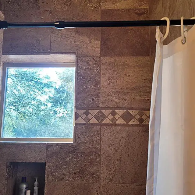 Alt view image 2 of 7 - 2 Pack Tension Rods, Small Tension Rods 7-11 inches Adjustable Spring Steel Cupboard Bars Tension Curtain Rod Shower Rod Closet Rod Curtain Rods No Drilling, (Black, 7-11 in-2 Pcs)