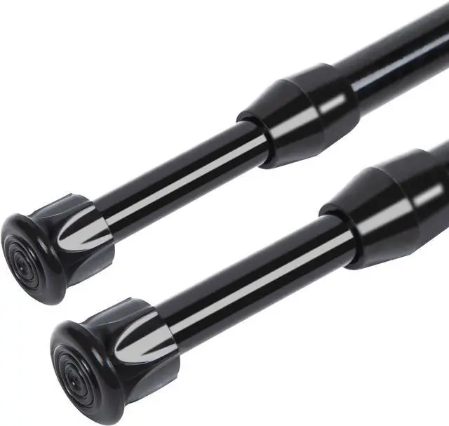 Main image of 2 Pack Tension Rods, Small Tension Rods 7-11 inches Adjustable Spring Steel Cupboard Bars Tension Curtain Rod Shower Rod Closet Rod Curtain Rods No Drilling, (Black, 7-11 in-2 Pcs)