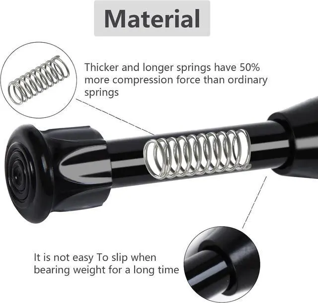 Alt view image 4 of 7 - 2 Pack Tension Rods, Small Tension Rods 7-11 inches Adjustable Spring Steel Cupboard Bars Tension Curtain Rod Shower Rod Closet Rod Curtain Rods No Drilling, (Black, 7-11 in-2 Pcs)