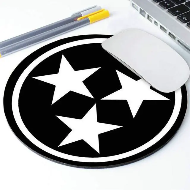 Alt view image 4 of 4 - Office Round Mouse Pad Custom,Tennessee Flag Isolated Volunteers Black Tri-Star Personality Desings Gaming Mouse Pad 7.9 x 7.9 x 0.12 Inch