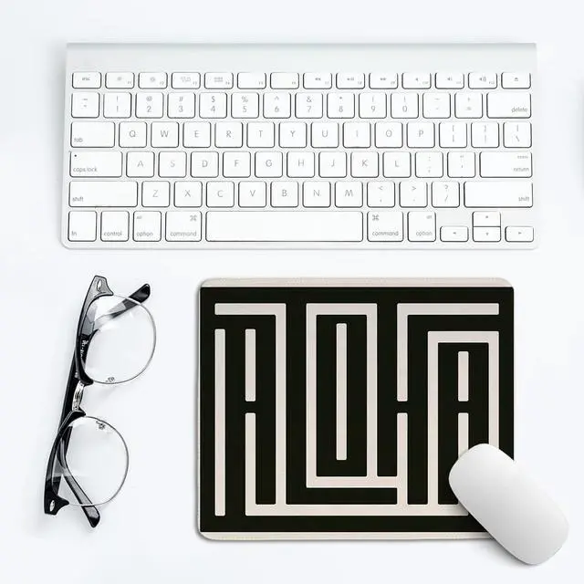Alt view image 6 of 6 - Aloha Mouse Pad,Black White Retro Line Art Desk Mat for Computers Laptop,Summern Minimalist Hawaiian Desk Pad for Office Home Dorm Decor,Gifts for Hawaii Lovers Surfers,10.2x8.2Inch