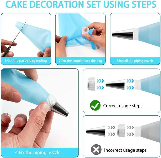 Alt view image 3 of 7 - Piping Bags and Tips Set, Reusable Cake Decorating Kit | Beginner-Friendly for Home Bakers Using Icing Bags and Tips to Frost Cakes, Cupcakes, Cookies, Pastries and Desserts at Home