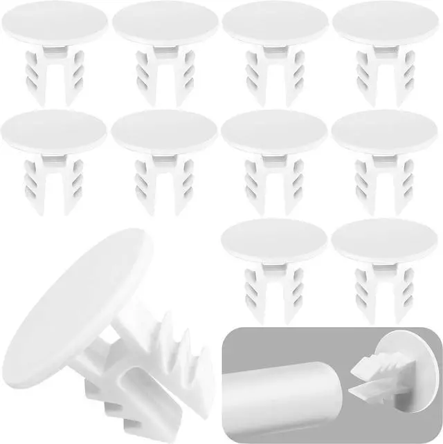Main image of 12 Pcs Closet Rod End Caps, Wear-Resistant Curtain Rod Pole Endcaps | White Hang Bar Plug Caps, Closetmaid End Covers for Home Bedroom Living Room Curtain Bracket Accessories