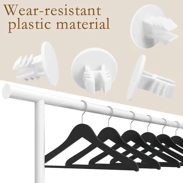 Alt view image 4 of 7 - 12 Pcs Closet Rod End Caps, Wear-Resistant Curtain Rod Pole Endcaps | White Hang Bar Plug Caps, Closetmaid End Covers for Home Bedroom Living Room Curtain Bracket Accessories