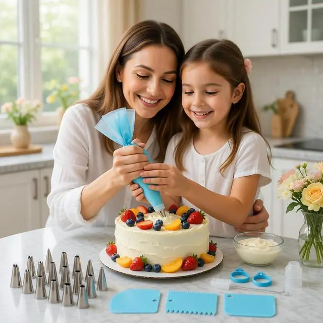 Alt view image 5 of 7 - Piping Bags and Tips Set, Reusable Cake Decorating Kit | Beginner-Friendly for Home Bakers Using Icing Bags and Tips to Frost Cakes, Cupcakes, Cookies, Pastries and Desserts at Home