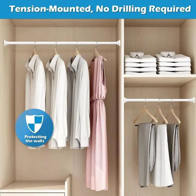 Alt view image 5 of 7 - Spring Curtain Rod 33 to 56 Inch Adjustable White Curtain Rod No Drilling Non-Slip Expandable Tension Rod for Window, Doorway, Closet, Door, Wardrobe