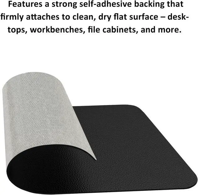 Alt view image 3 of 7 - HETTHI 2 Pack Self-Adhesive Mouse Pad, Sticks to Desk & Flat Work Surface - PVC Leather, 8.8 x 4.9 Inches, Black
