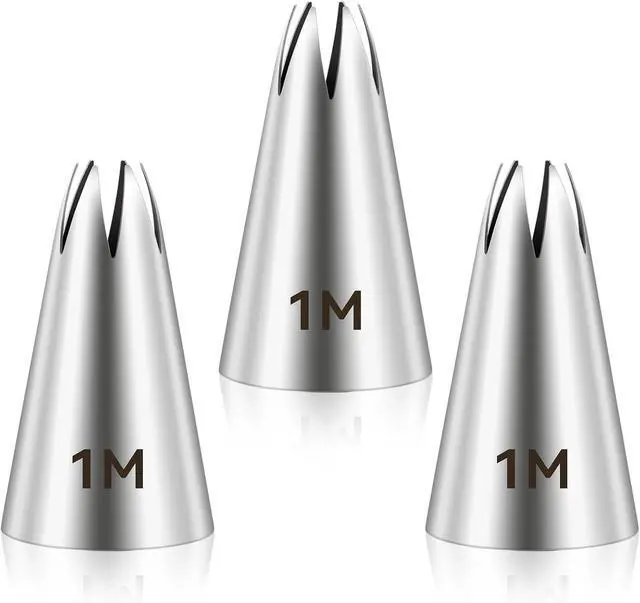 Main image of 3pcs 1M Cake Piping Tips, Decorating Supplies, Nozzles for Buttercream, Icing, Birthday Cakes, Cupcakes - Baking Tools for DIY Art