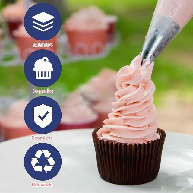 Alt view image 4 of 7 - 3pcs 1M Cake Piping Tips, Decorating Supplies, Nozzles for Buttercream, Icing, Birthday Cakes, Cupcakes - Baking Tools for DIY Art