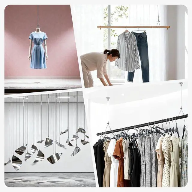 Alt view image 6 of 7 - 1 PCS Heavy Duty Ceiling Closet Rod Support,59" Ceiling Curtain Rod Holders | 66LB Load Capacity,Adjustable Ceiling Mounted Curtain Rod Bracketfor Curved, L-Shaped, or Straight Shower Rods
