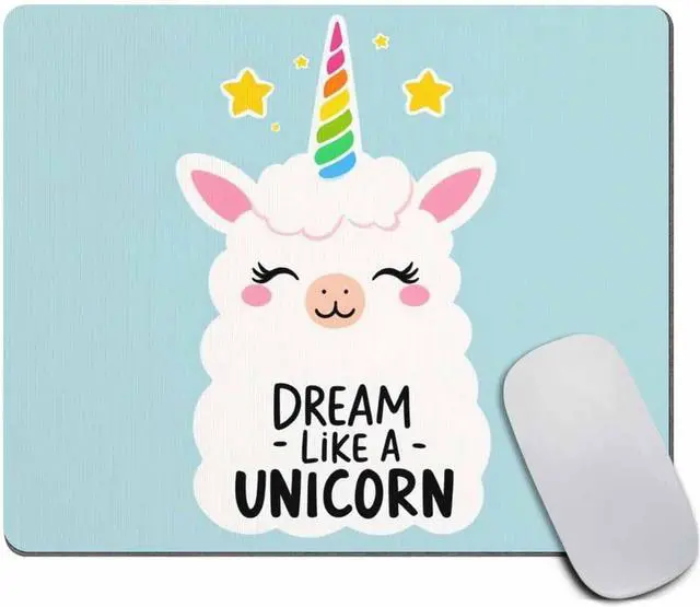Main image of Cute Unicorn Llama Mouse pad, Dream Like a Unicorn Motivational and Inspirational Quote Mouse pad 9.5 X 7.9 Inch (240mmX200mmX3mm)