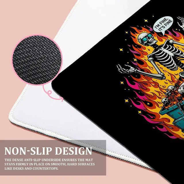 Alt view image 6 of 6 - Funny Gothic Skeleton Dumpster Fire Mouse Pad,Sarcastic Everything is Fine Mousepad for Home Office Computers Laptop Supplies Desk Accessories, 9.5x7.9 Inch,L034-SDB-ZH