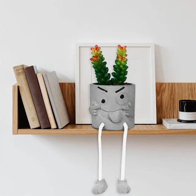 Alt view image 3 of 7 - Zerzsy Artificialplant Succulents in Cement Pots with Hanging Leg, Kitchen Shelf Decor, Bathroom Shelf Decoraion, Home Sheves Decoration Accents, Office Wall Decor - Set of 1
