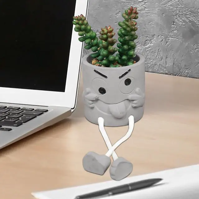 Alt view image 2 of 7 - Zerzsy Artificialplant Succulents in Cement Pots with Hanging Leg, Kitchen Shelf Decor, Bathroom Shelf Decoraion, Home Sheves Decoration Accents, Office Wall Decor - Set of 1
