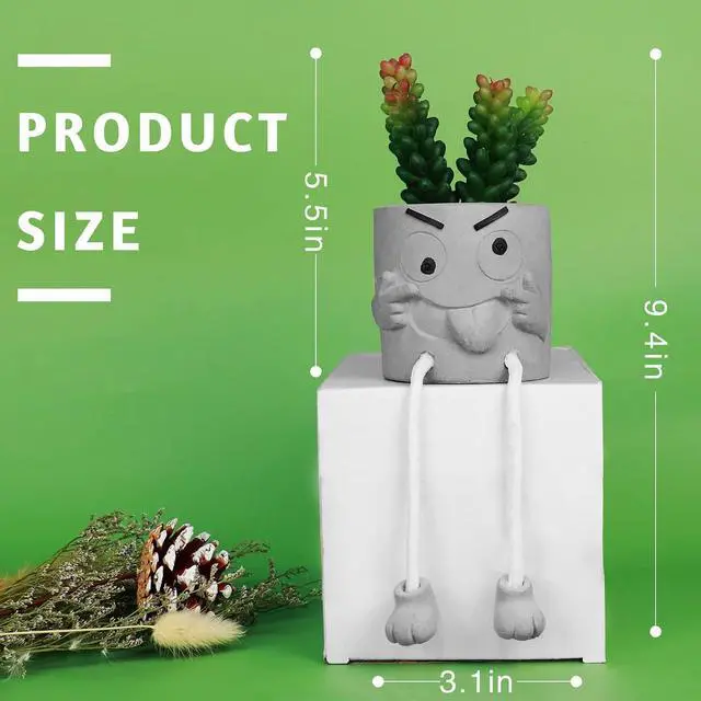 Alt view image 5 of 7 - Zerzsy Artificialplant Succulents in Cement Pots with Hanging Leg, Kitchen Shelf Decor, Bathroom Shelf Decoraion, Home Sheves Decoration Accents, Office Wall Decor - Set of 1