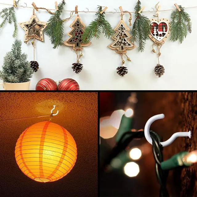 Alt view image 4 of 7 - 12 Pcs Ceiling Hooks for Hanging Plants 1.8" White Vinyl Coated | Heavy Duty, Rust Proof, Hanging Hooks For Christmas Lights, Cups, Decors, Screw in Plant Hanger Hook, Indoor, Outdoor