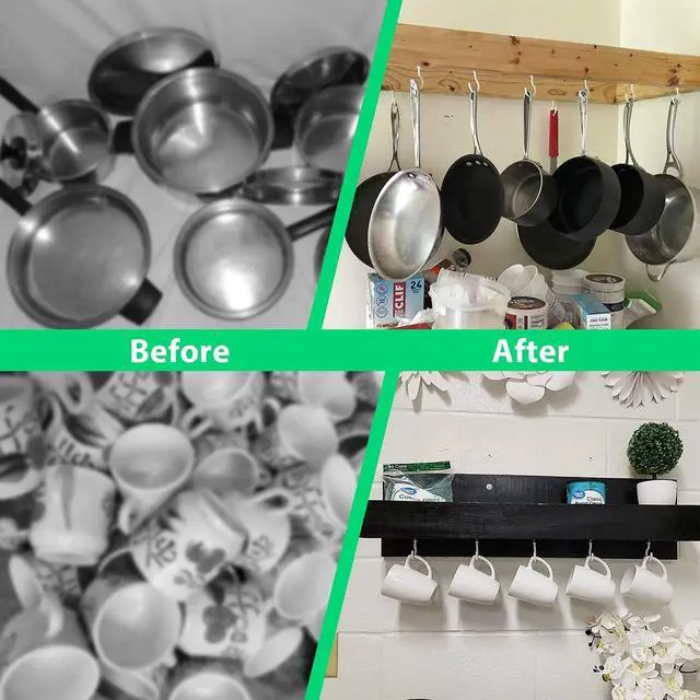 Alt view image 5 of 7 - 12 Pcs Ceiling Hooks for Hanging Plants 1.8" White Vinyl Coated | Heavy Duty, Rust Proof, Hanging Hooks For Christmas Lights, Cups, Decors, Screw in Plant Hanger Hook, Indoor, Outdoor