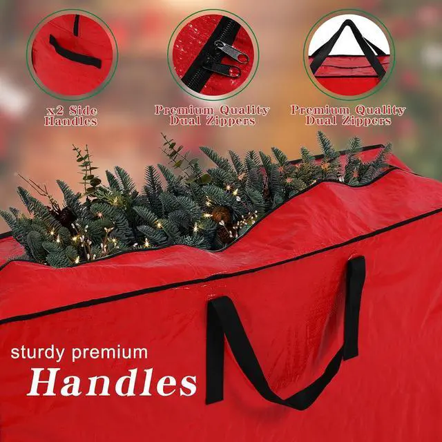 Alt view image 5 of 6 - Artificial Large Christmas Tree Storage Case Bags With Handles,Fits Up To 7 Ft Artificial Trees Zippered Bag Protects Against Dust, Insects And Moisture
