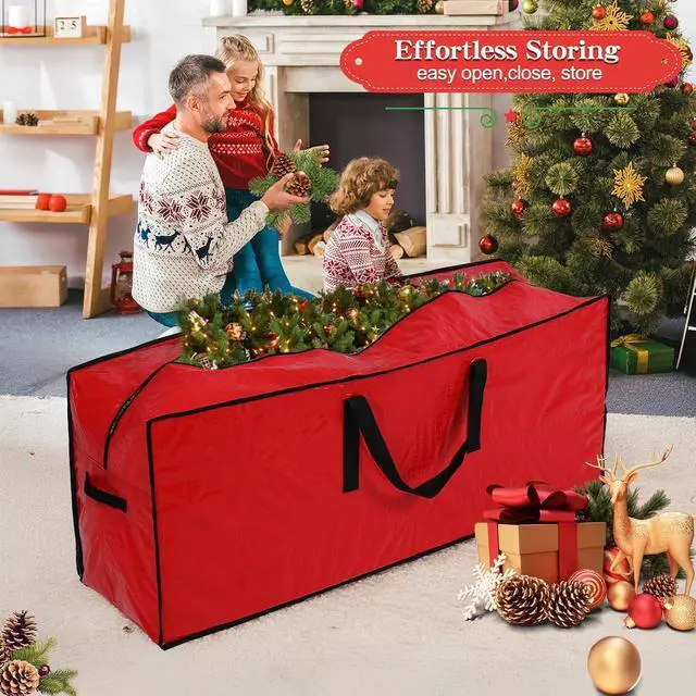 Alt view image 6 of 6 - Artificial Large Christmas Tree Storage Case Bags With Handles,Fits Up To 7 Ft Artificial Trees Zippered Bag Protects Against Dust, Insects And Moisture