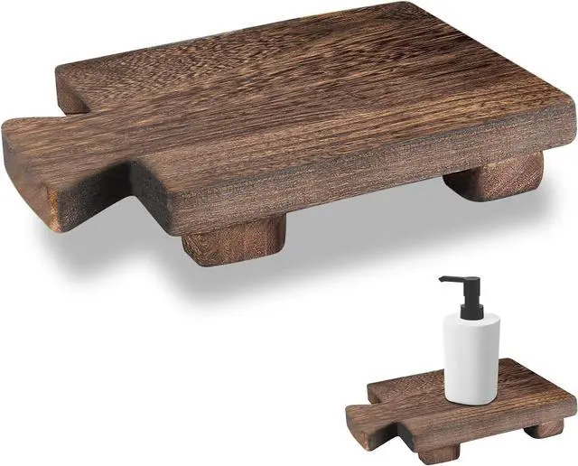 Main image of Vintage Black Wooden Soap Holder & Tray - Soap Stand/Riser for Kitchen & Bathroom Sink, Bottle & Plant Holder